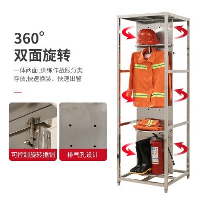 不锈钢消防战斗服衣架消防员专用无尘双面旋转防护服架可旋转加厚图3