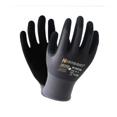 赛立特N10530 13针灰色尼龙针织掌浸黑色磨砂丁腈手套