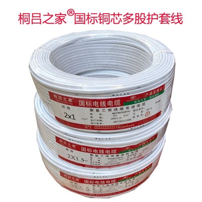 桐吕之家国标白色平行铜护套线RVVB2X1.5 平方毫米铜多芯软电缆