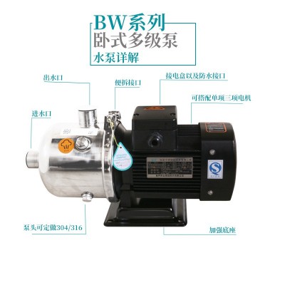 新界不锈钢卧式多级离心泵BW2-3BW2-6增压泵抽水机静音运转压力稳图4