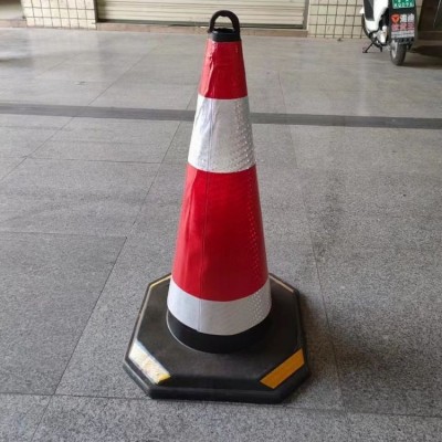 橡胶路锥 停车专用 隔离墩柱 50cm-90cm橡胶圆锥 防腐 道路警示用图2