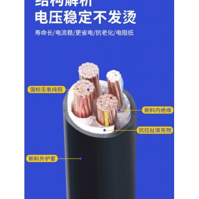 国标铜芯YJV2/3/4/5芯50/70/95/120/150/185/240平方工程电力电缆图4