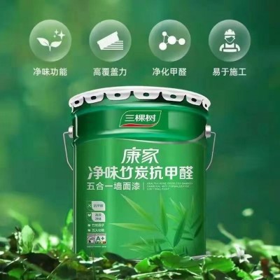 康家净味五合一竹炭漆 1580打八折送滚筒刷子 水性油漆涂料 三棵树